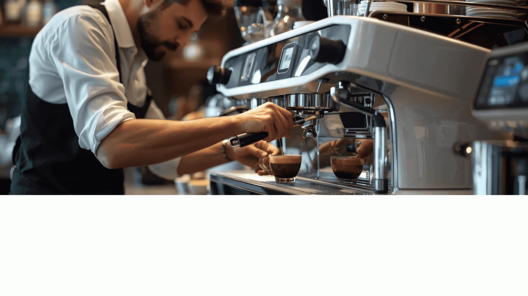 Barista przygotowujący espresso na profesjonalnym ekspresie ciśnieniowym w kawiarni – baza idealnej kawy - Venzzo